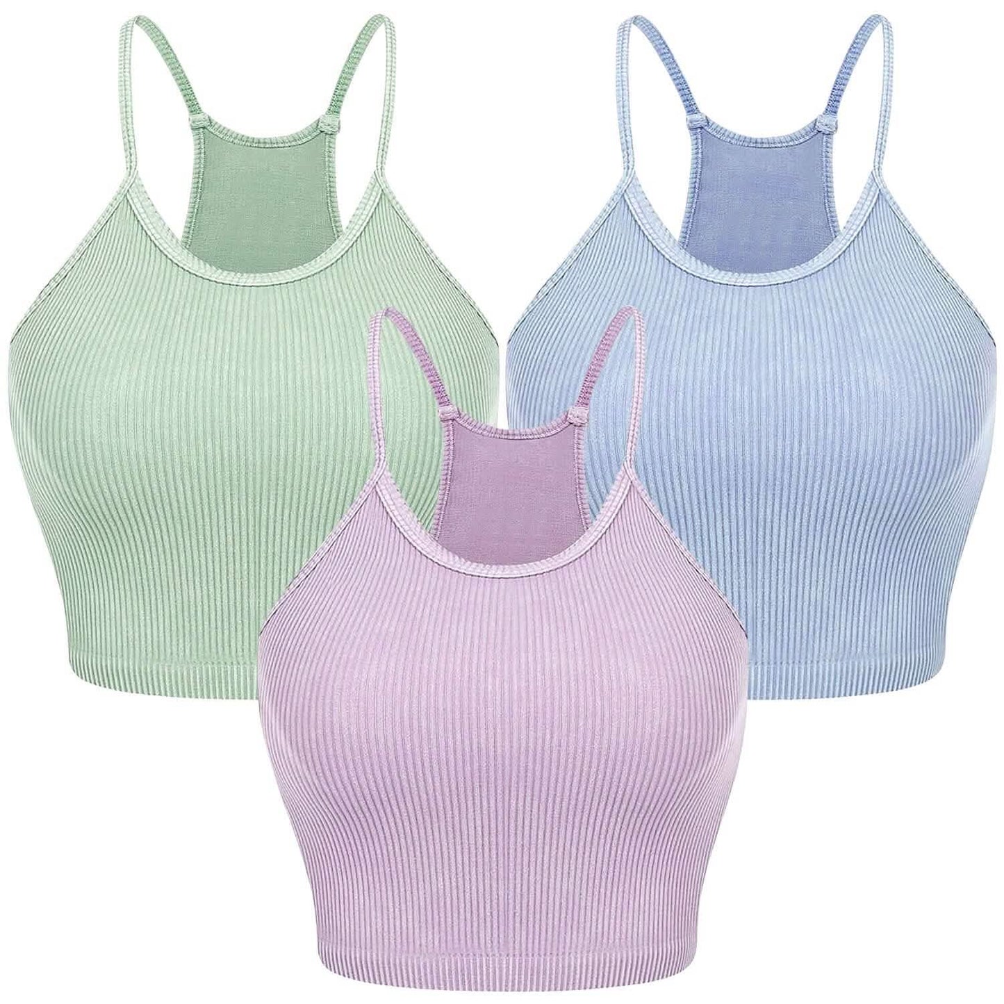 3-Pack: Women Crop Basic Tank Top Ribbed Knit Sleeveless DailySale