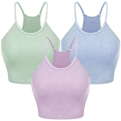 3-Pack: Women Crop Basic Tank Top Ribbed Knit Sleeveless DailySale