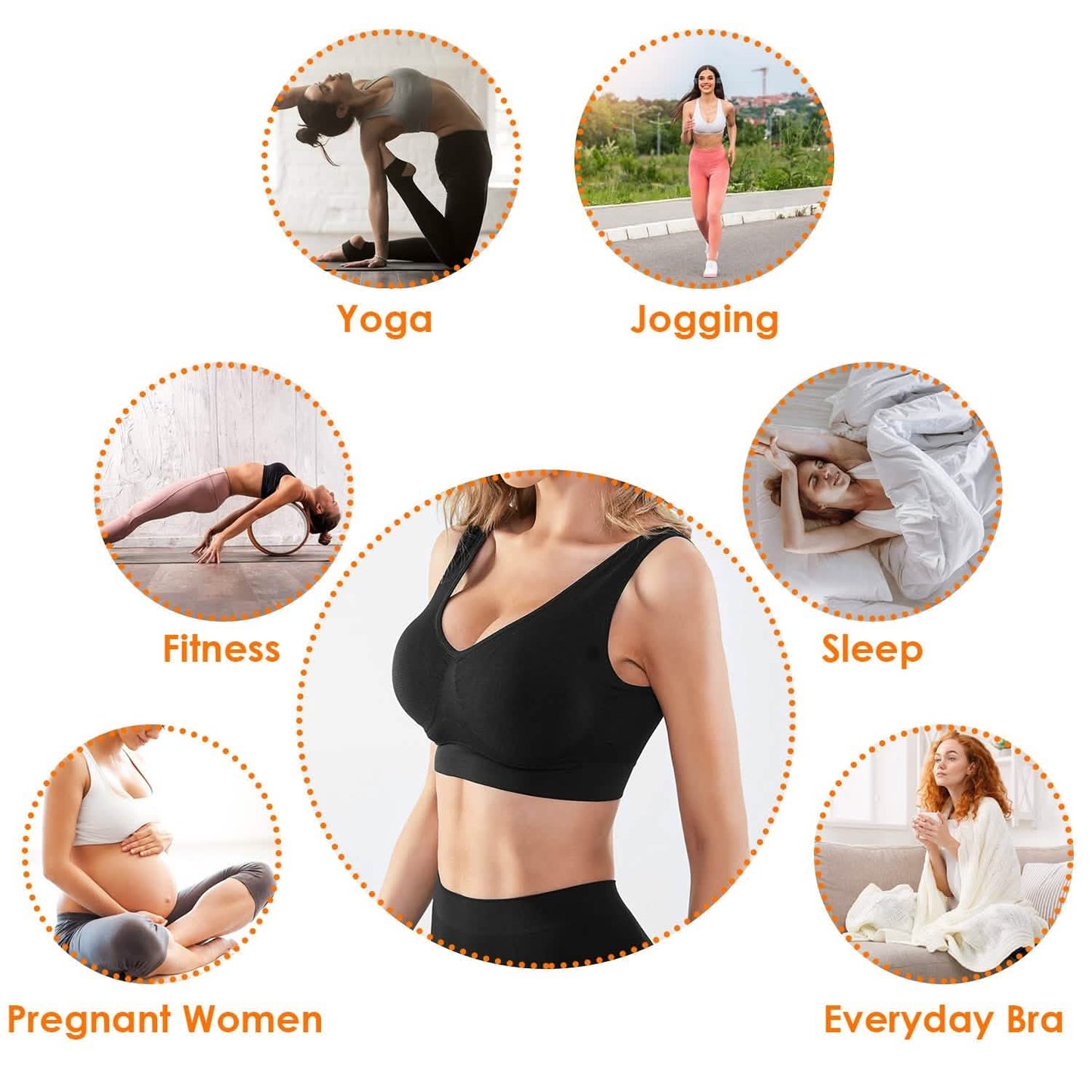 3-Pack: Women Seamless Wire-free Bra for Fitness Workout DailySale
