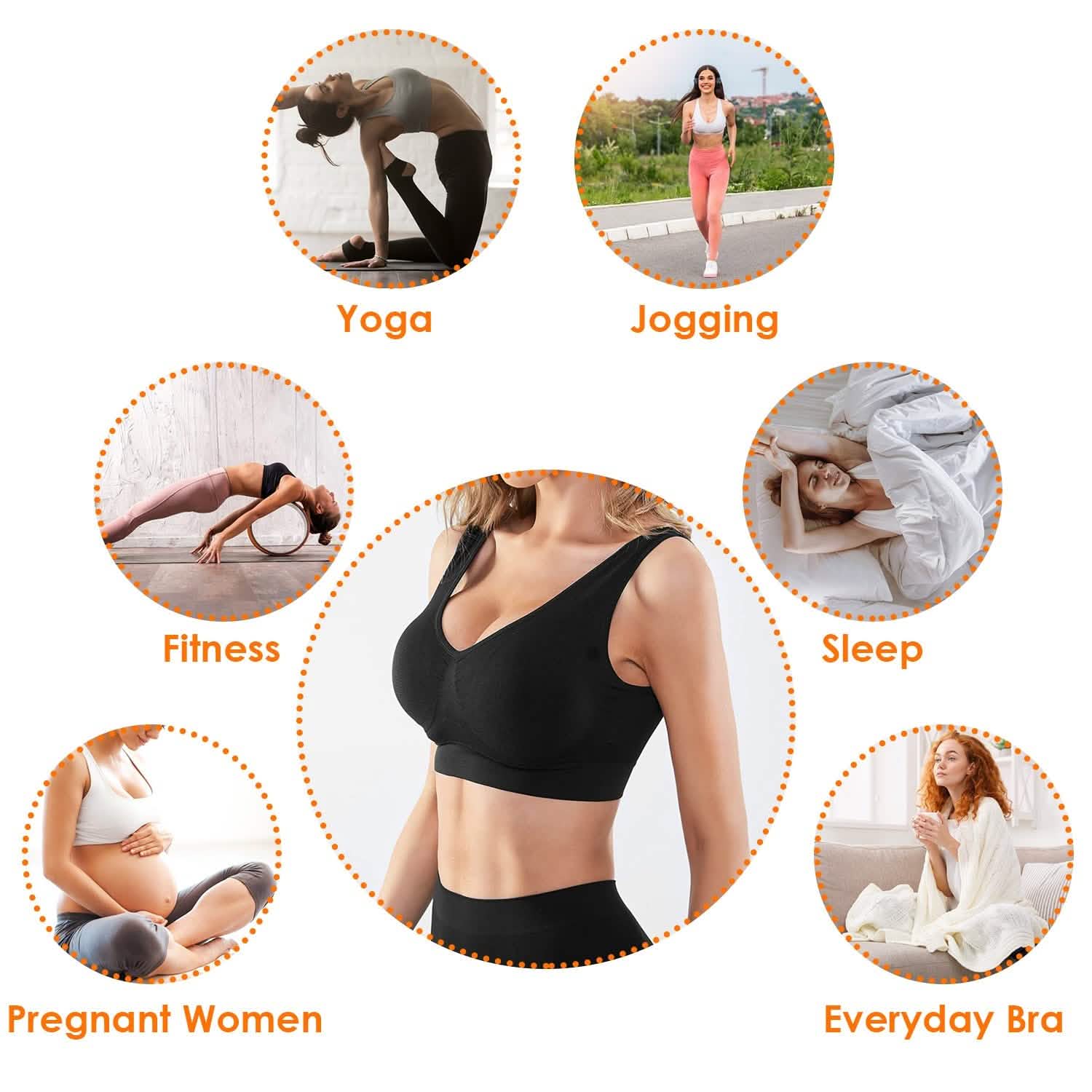 3-Pack: Women Seamless Wire-free Bra for Fitness Workout DailySale