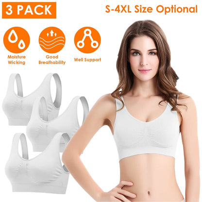 3-Pack: Women Seamless Wire-free Bra for Fitness Workout DailySale
