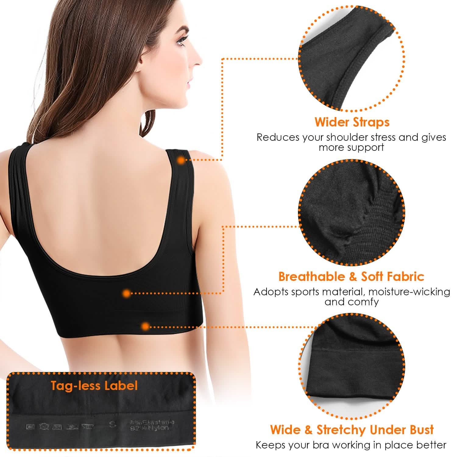 3-Pack: Women Seamless Wire-free Bra for Fitness Workout DailySale