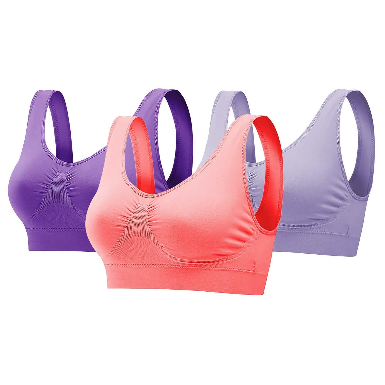3-Pack: Women Seamless Wire-free Bra for Fitness Workout DailySale