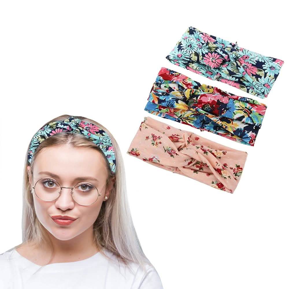 3-Pack: Women's Boho Floral Style Criss Cross Headband DailySale