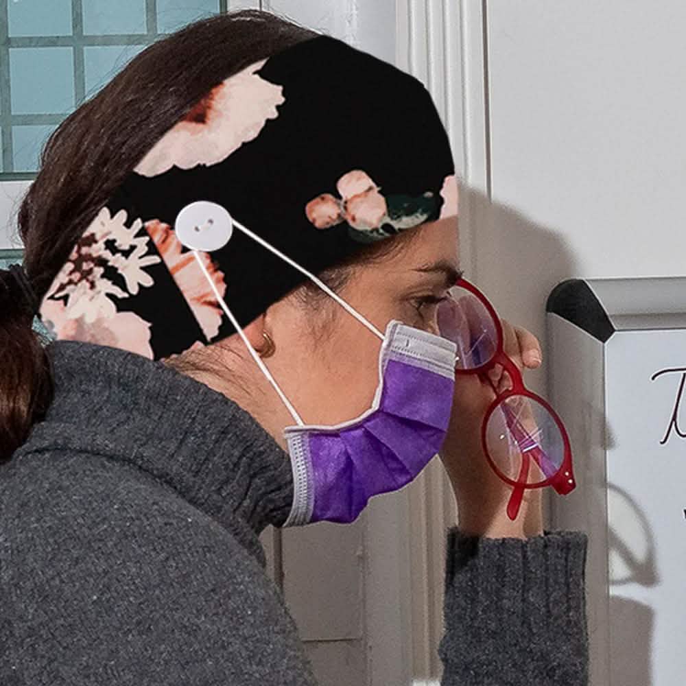 3-Pack: Women's Comfy Stretchy Headband With Buttons For Face Masks and Covers DailySale