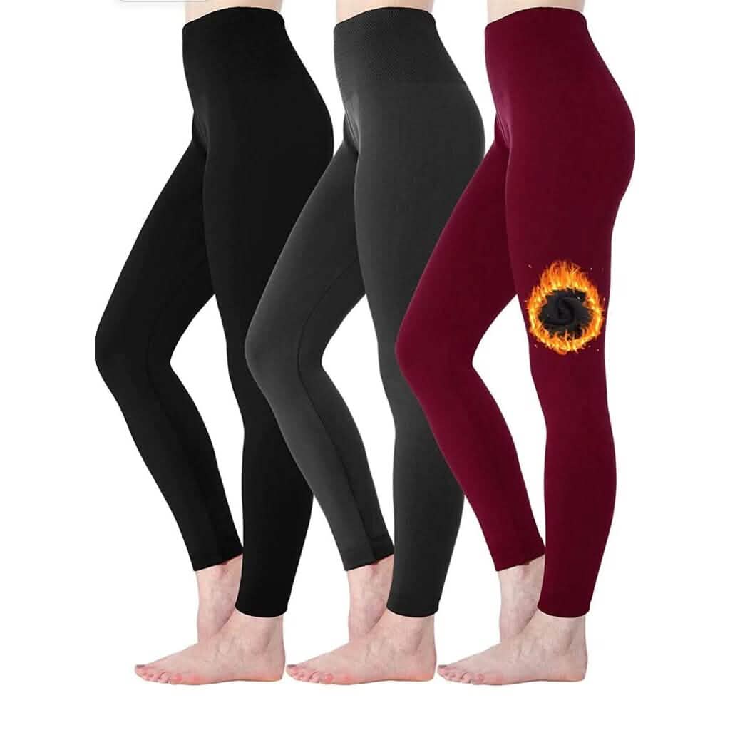3-Pack: Women’s Fleece Lined Leggings High Waist Soft Stretchy Warm Leggings DailySale