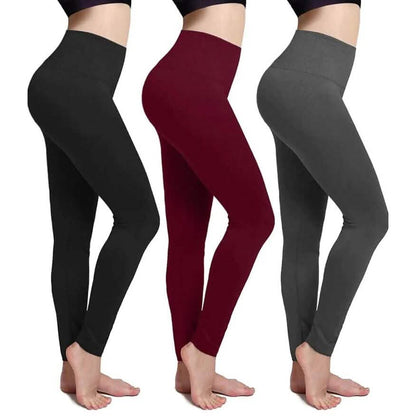 3-Pack: Women’s Fleece Lined Leggings High Waist Soft Stretchy Warm Leggings DailySale