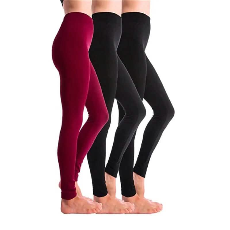 3-Pack: Women’s Fleece Lined Leggings High Waist Soft Stretchy Warm Leggings DailySale