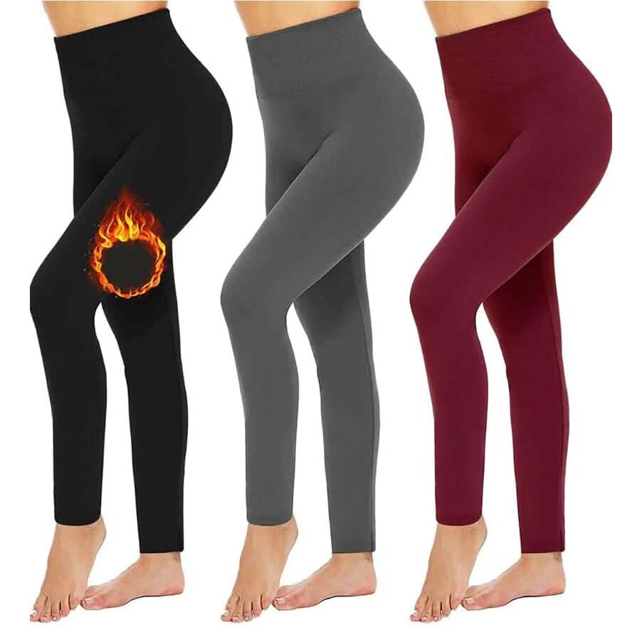 3-Pack: Women’s Fleece Lined Leggings High Waist Soft Stretchy Warm Leggings DailySale