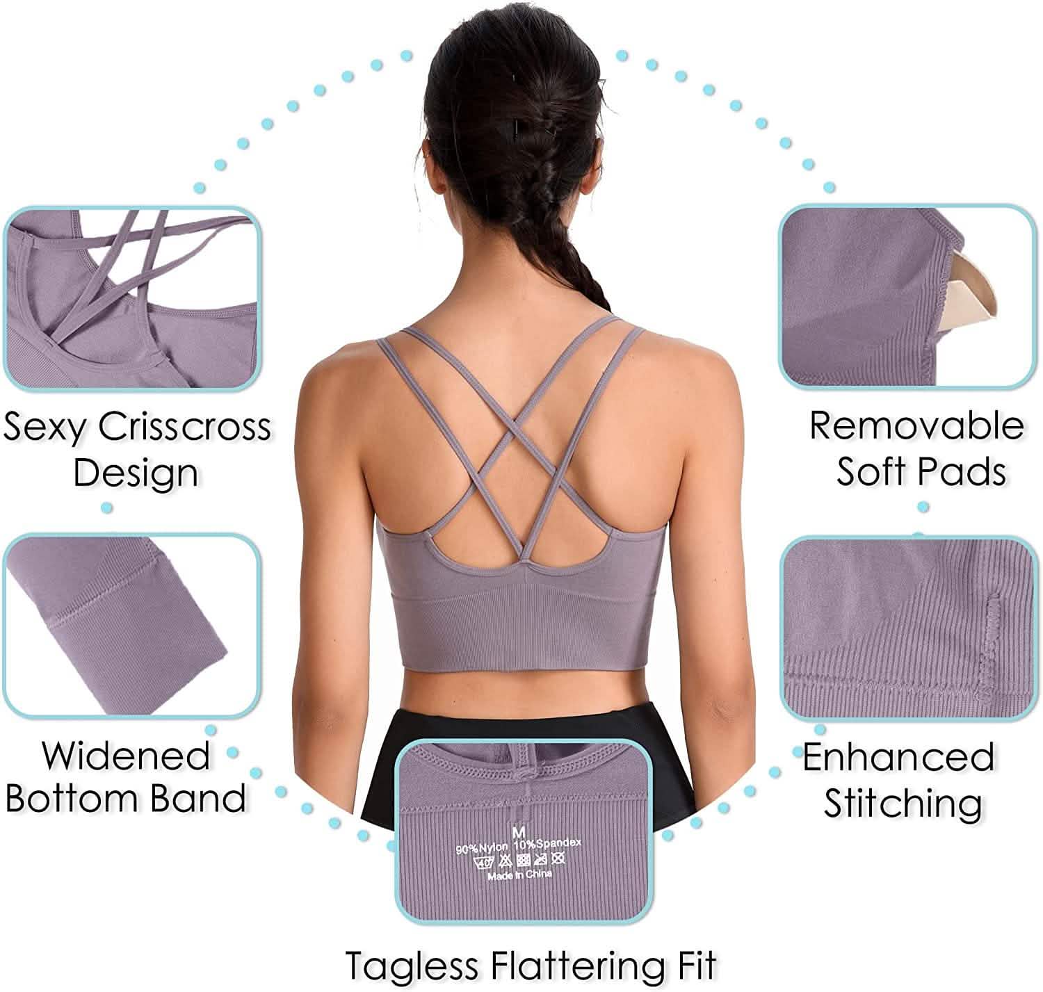 3-Pack: Women's Padded Spaghetti Strap Crisscross Bra DailySale