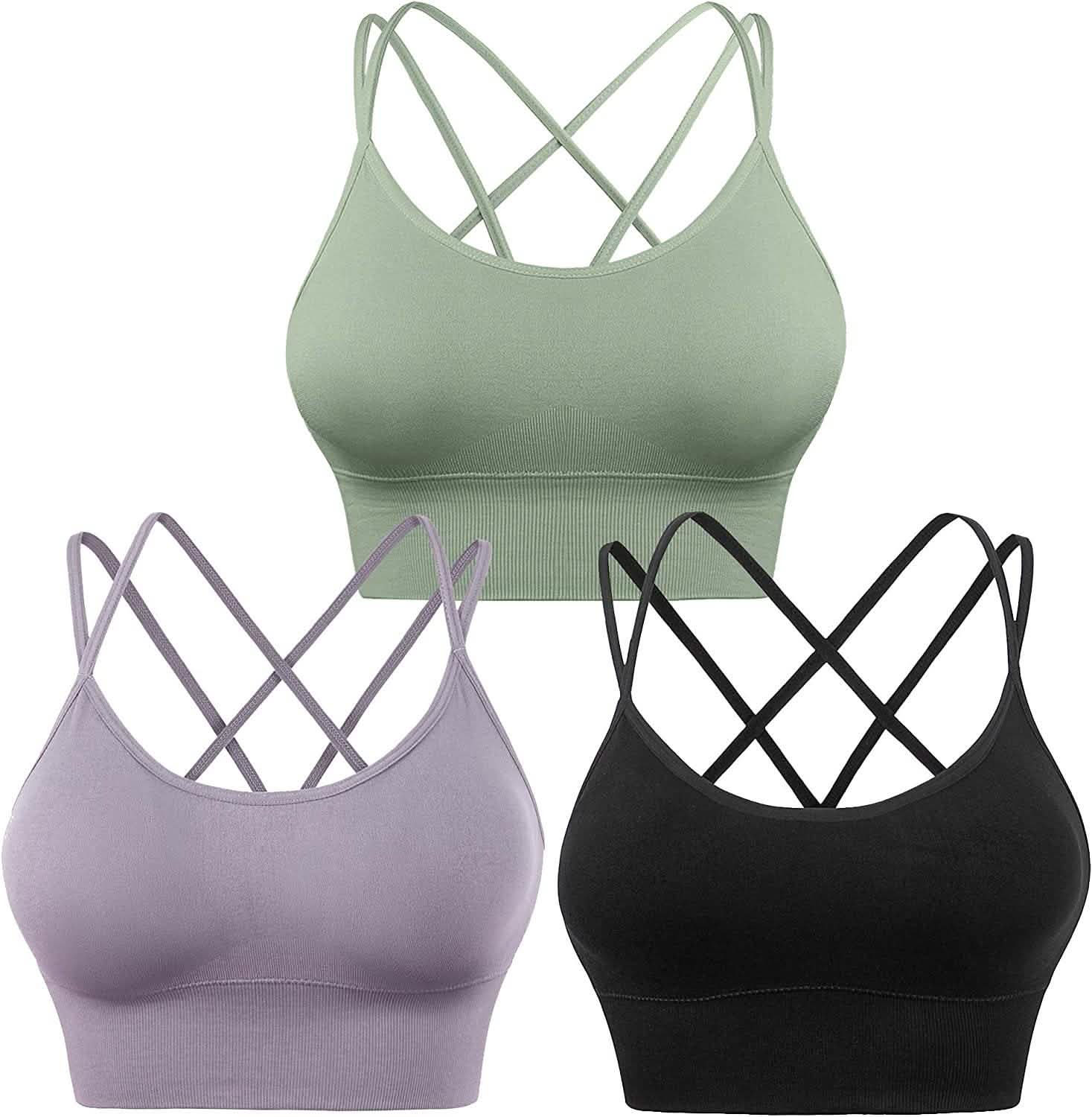 3-Pack: Women's Padded Spaghetti Strap Crisscross Bra DailySale