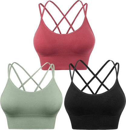 3-Pack: Women's Padded Spaghetti Strap Crisscross Bra DailySale
