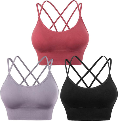 3-Pack: Women's Padded Spaghetti Strap Crisscross Bra DailySale