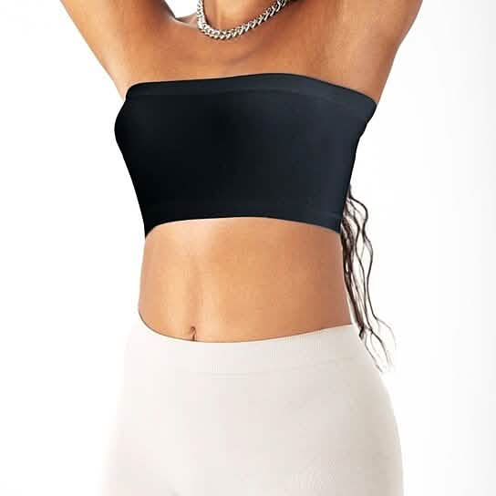 3-Pack: Women's Seamless Strapless Bandeau Crop Tube Top Bra Bralettes DailySale