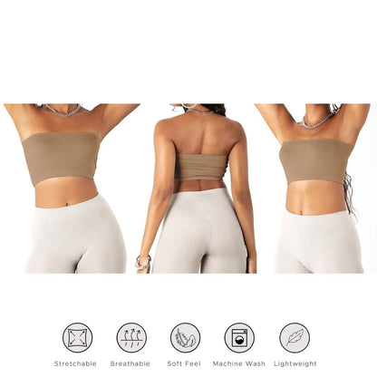 3-Pack: Women's Seamless Strapless Bandeau Crop Tube Top Bra Bralettes DailySale