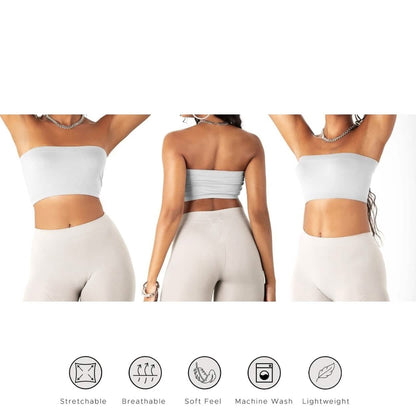 3-Pack: Women's Seamless Strapless Bandeau Crop Tube Top Bra Bralettes DailySale