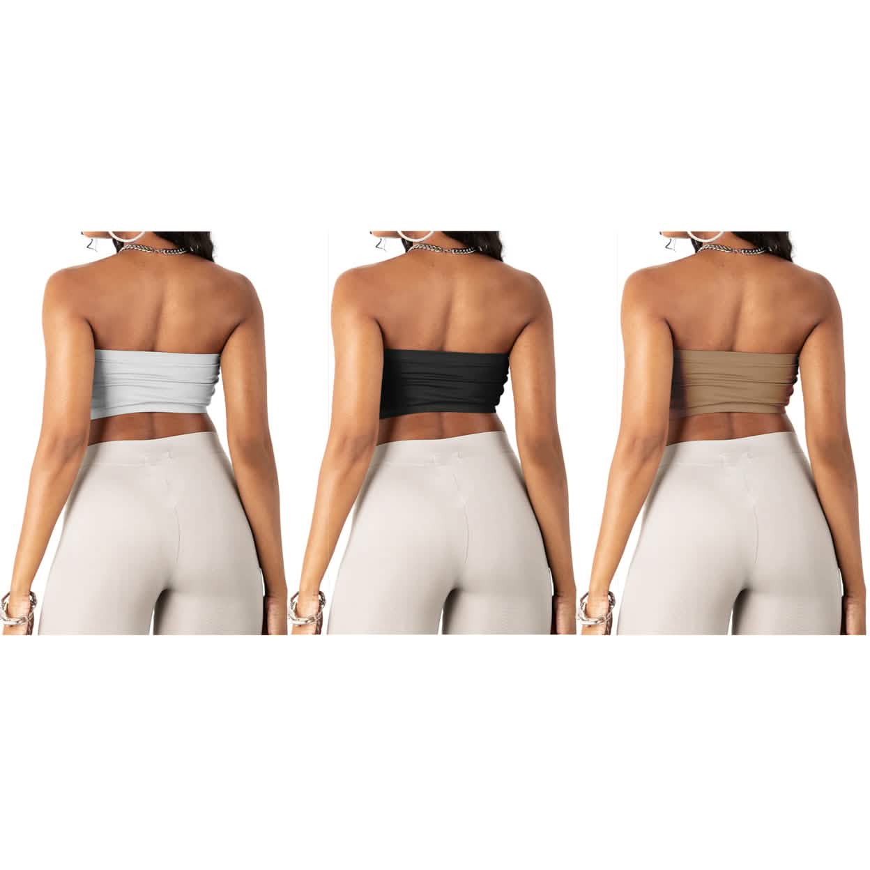 3-Pack: Women's Seamless Strapless Bandeau Crop Tube Top Bra Bralettes DailySale