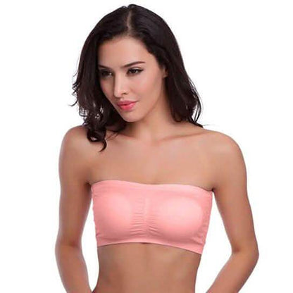 3-Pack: Women's Seamless Strapless Bandeau Crop Tube Top Bra Padded Bralettes DailySale