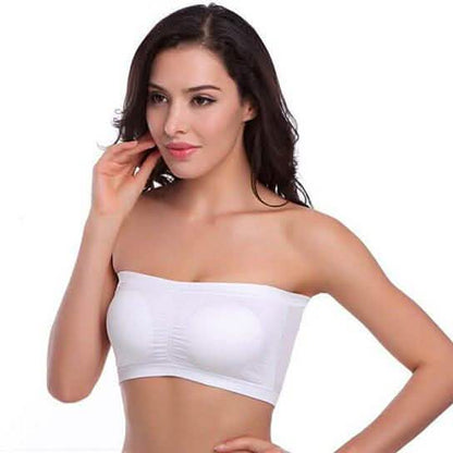 3-Pack: Women's Seamless Strapless Bandeau Crop Tube Top Bra Padded Bralettes DailySale