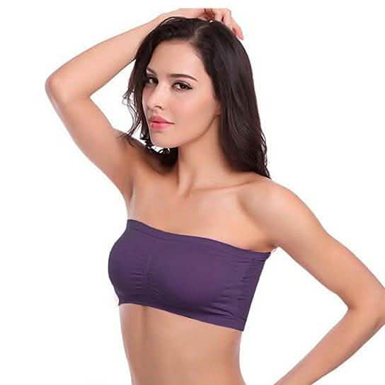 3-Pack: Women's Seamless Strapless Bandeau Crop Tube Top Bra Padded Bralettes DailySale