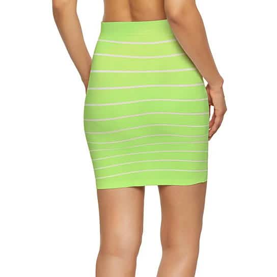 3-Pack: Women's Striped Seamless Microfiber Slim Nylon Pull-On Closure Mini Skirts DailySale