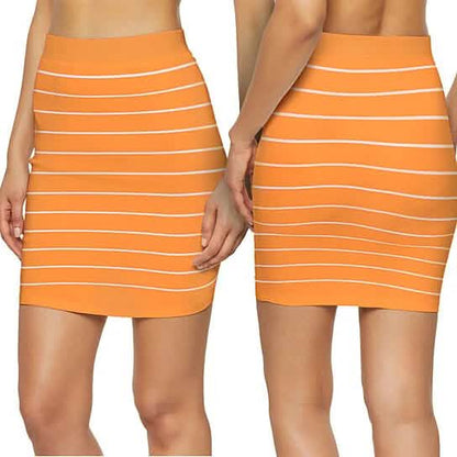 3-Pack: Women's Striped Seamless Microfiber Slim Nylon Pull-On Closure Mini Skirts DailySale
