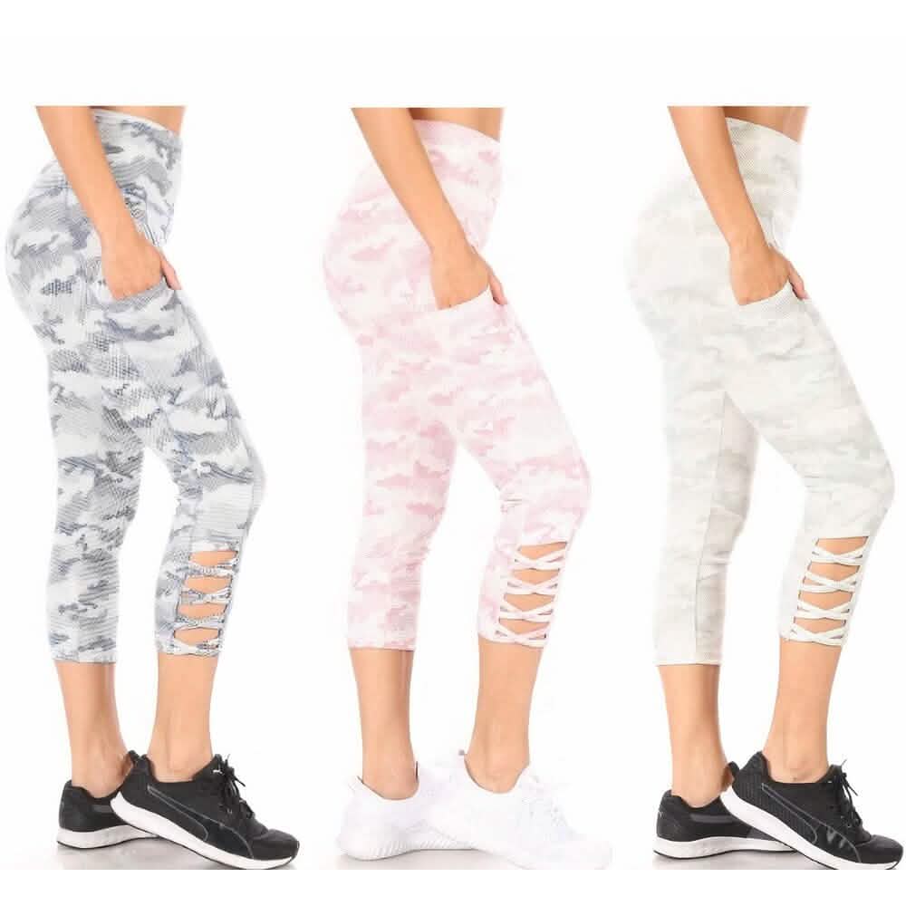 3-Pack: Women's Tummy Control Capri Leggings With Pockets DailySale