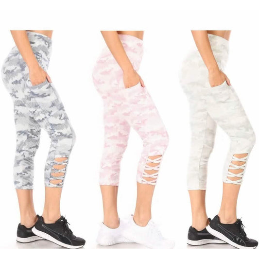 3-Pack: Women's Tummy Control Capri Leggings With Pockets DailySale