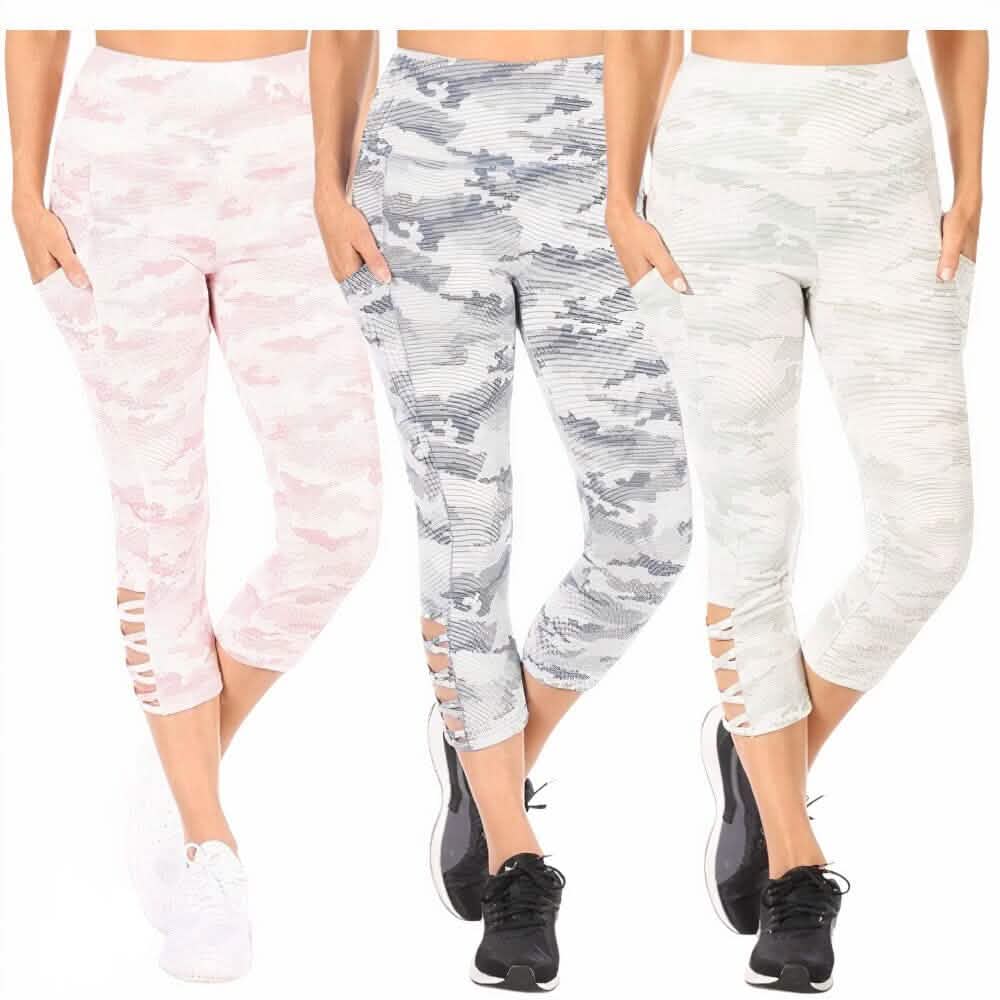 3-Pack: Women's Tummy Control Capri Leggings With Pockets DailySale