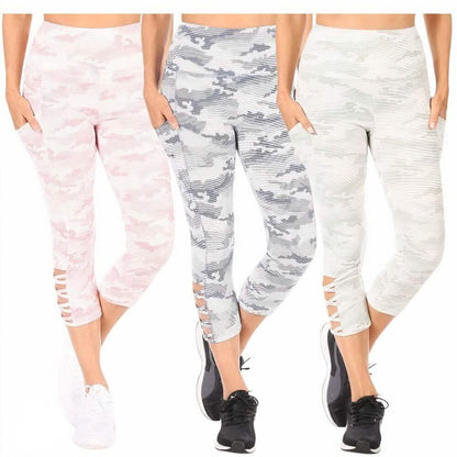 3-Pack: Women's Tummy Control Capri Leggings With Pockets DailySale