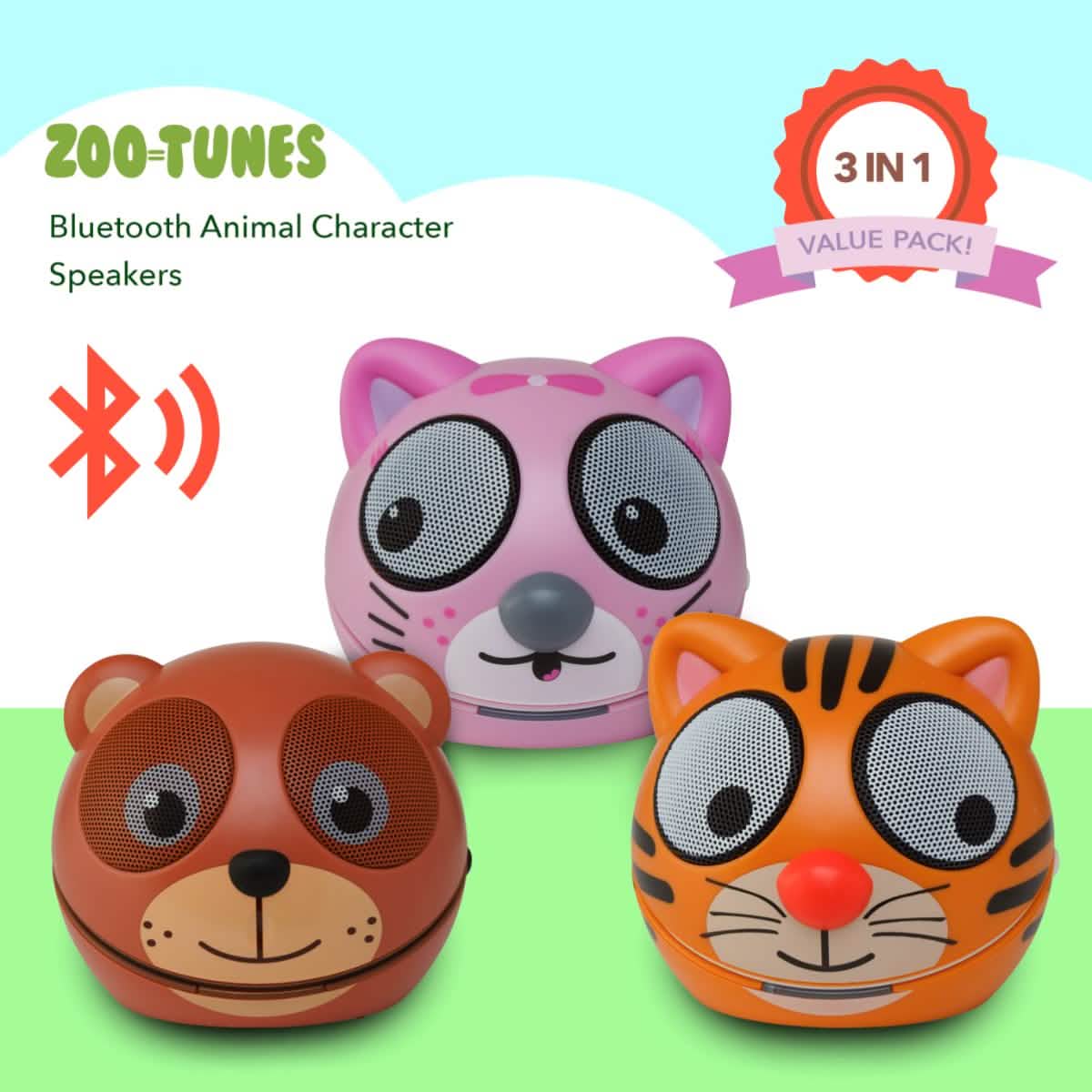 3-Pack: Zootunes Compact Portable Bluetooth Stereo Speaker DailySale