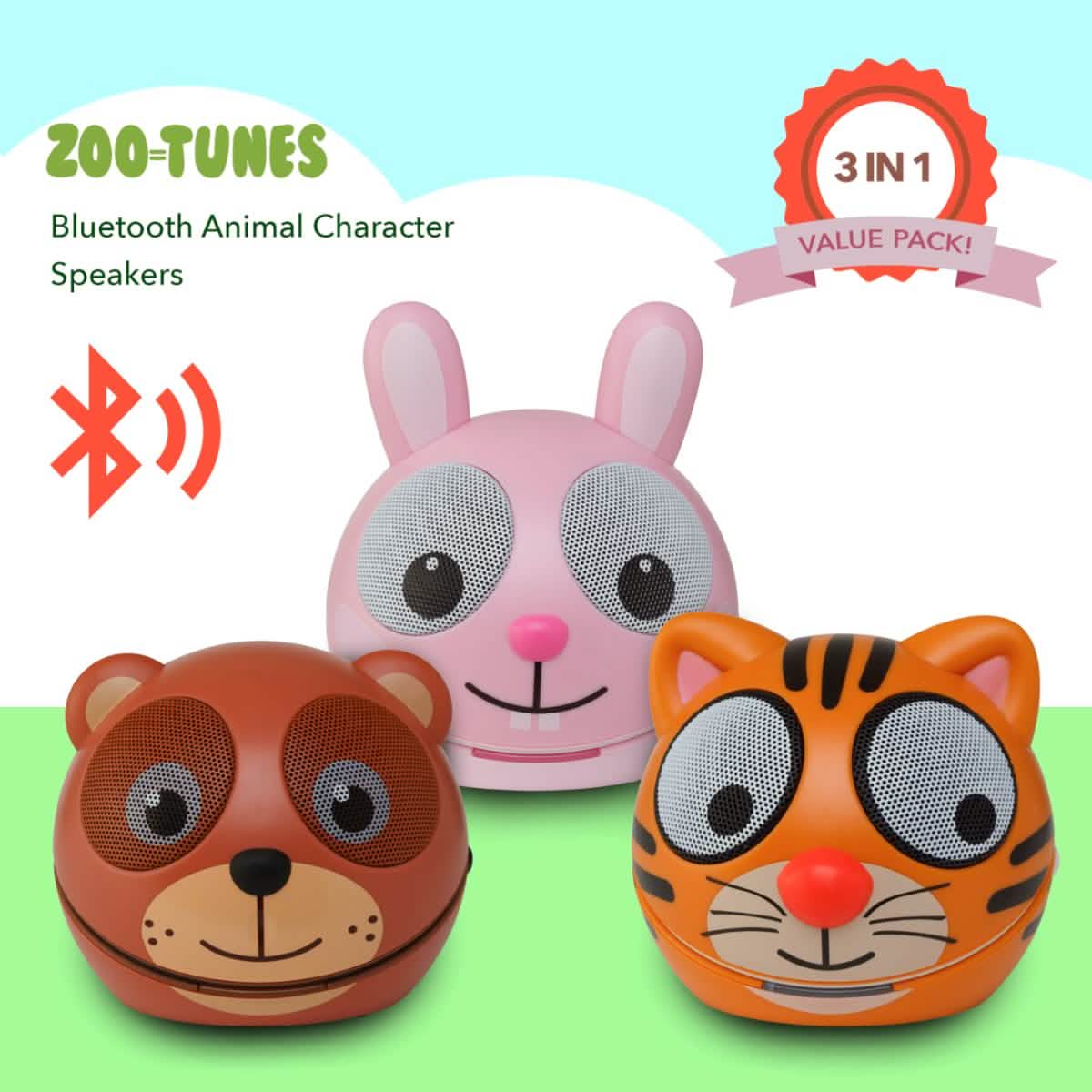 3-Pack: Zootunes Compact Portable Bluetooth Stereo Speaker DailySale