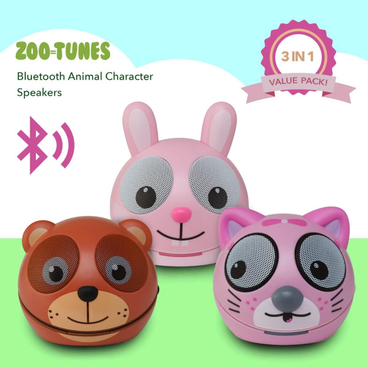 3-Pack: Zootunes Compact Portable Bluetooth Stereo Speaker DailySale