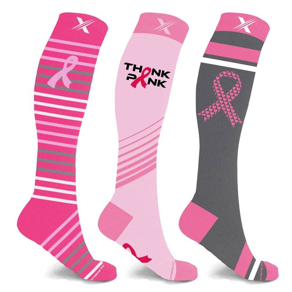 3-Pair: Breast Cancer Awareness Knee High Compression Socks DailySale