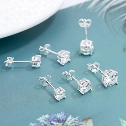 3-Pair Set: Sterling Silver Crystal Stud Earrings DailySale