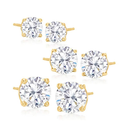 3-Pair Set: Sterling Silver Crystal Stud Earrings DailySale