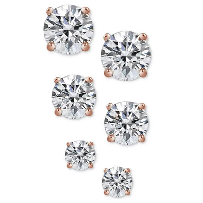 3-Pair Set: Sterling Silver Crystal Stud Earrings DailySale