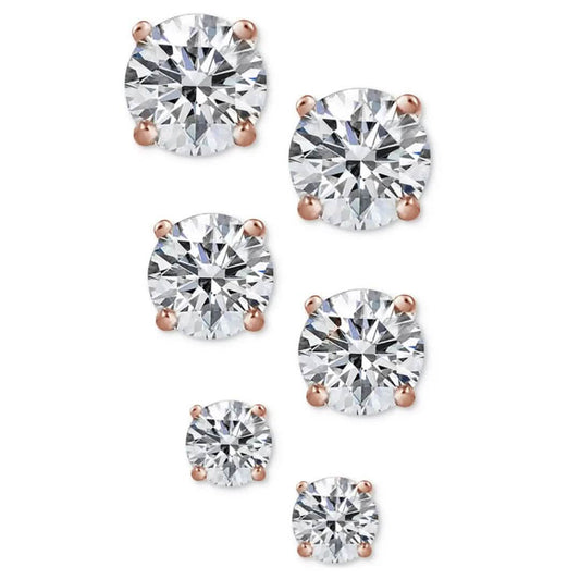 3-Pair Set: Sterling Silver Crystal Stud Earrings DailySale