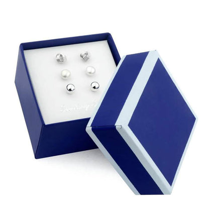 3-Pair Set: Sterling Silver Trio Stud Earring Set DailySale