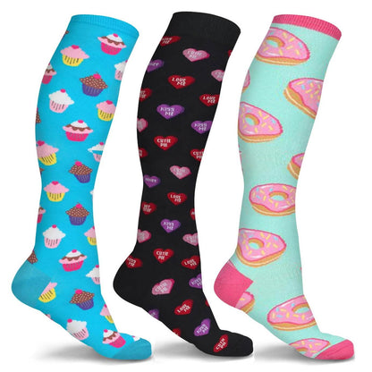 3-Pairs: DCF Unisex Fun and Patterned Knee-High Compression Socks DailySale