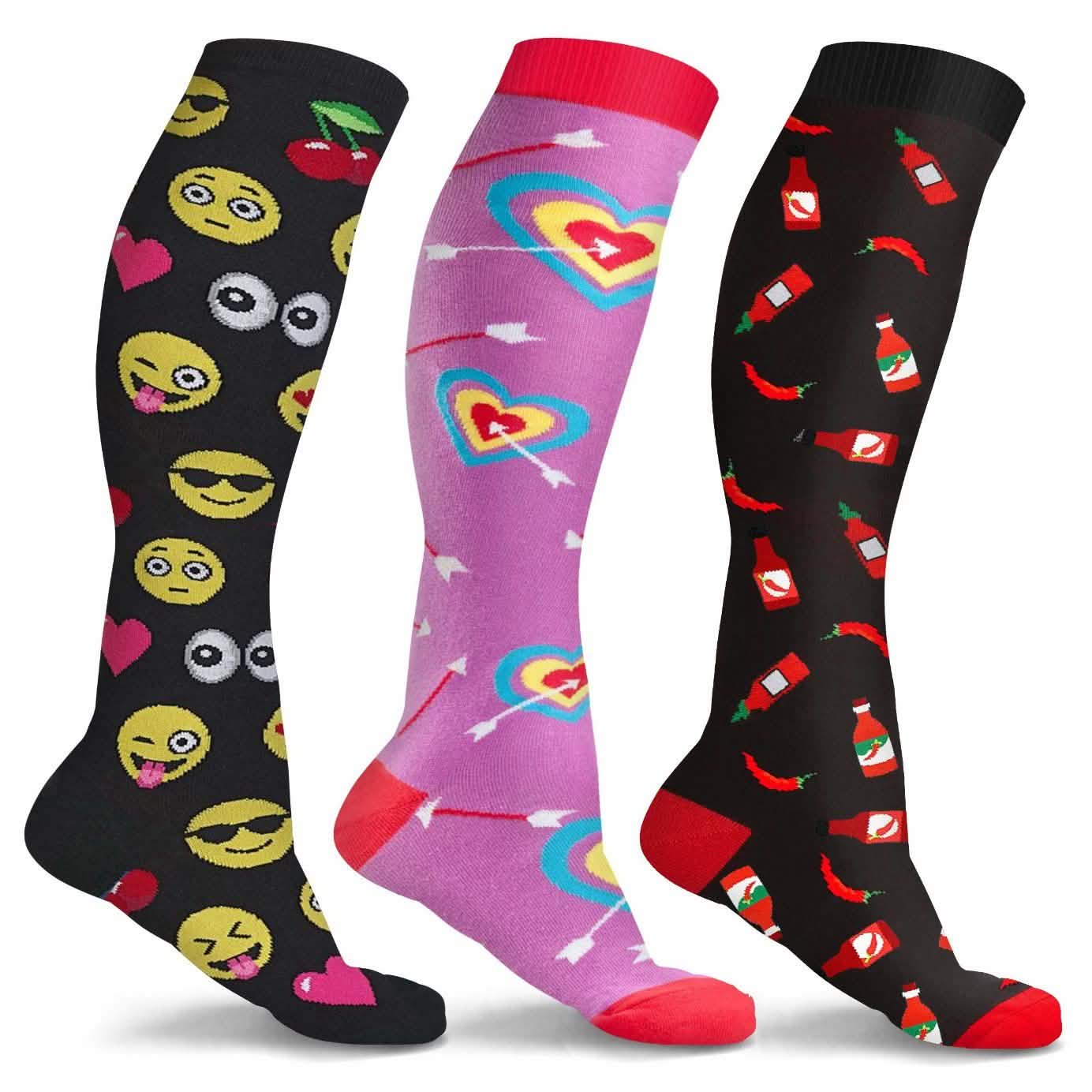3-Pairs: DCF Unisex Fun and Patterned Knee-High Compression Socks DailySale