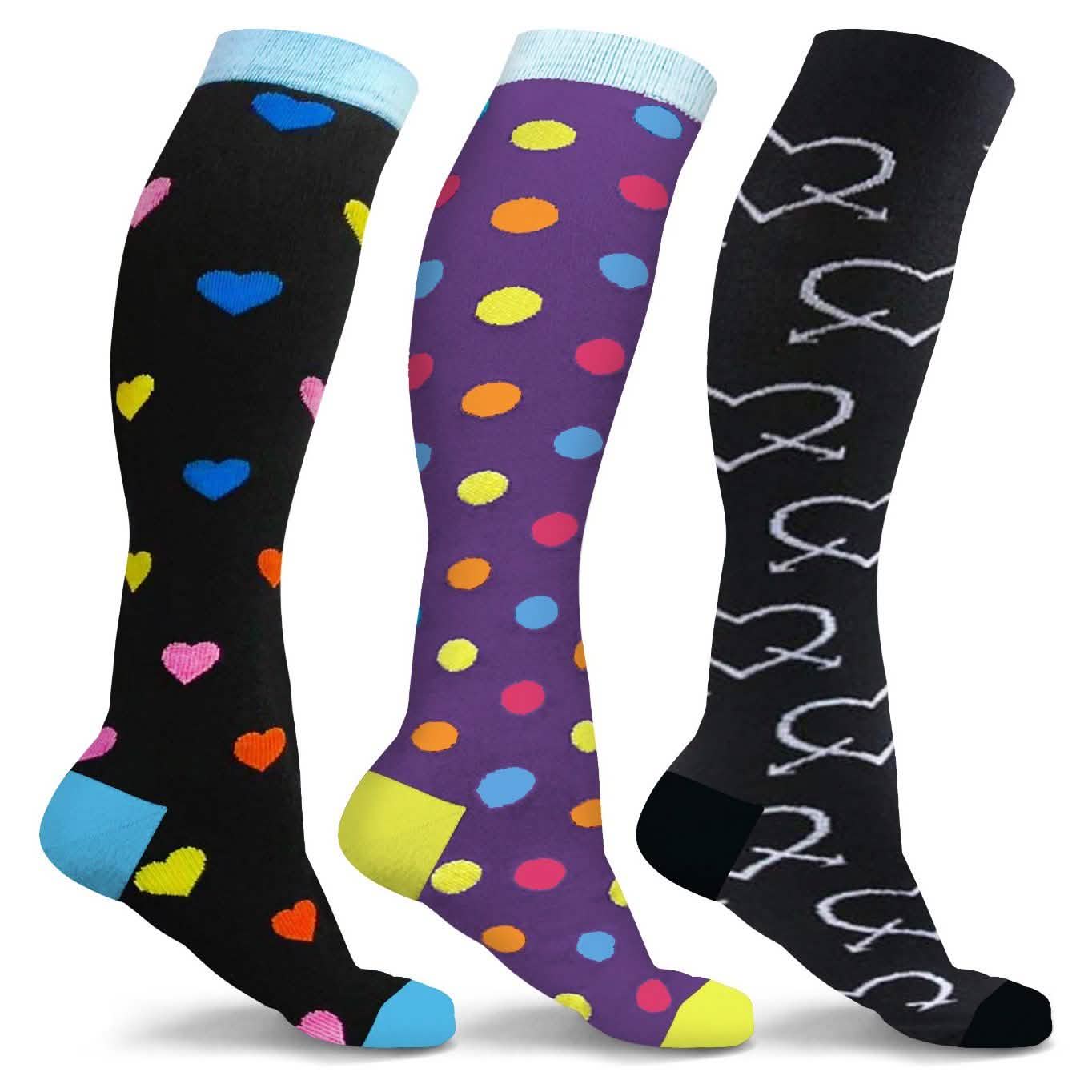 3-Pairs: DCF Unisex Fun and Patterned Knee-High Compression Socks DailySale