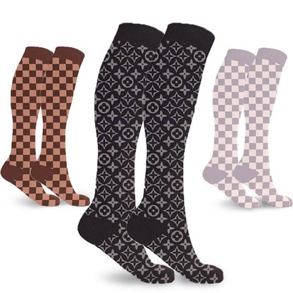 3-Pairs: Designer Inspired Knee High Compression Socks DailySale