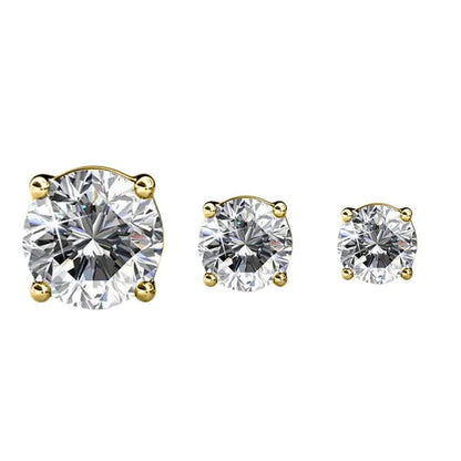 3-Pairs: Elements of Love Crystal Stud Earrings DailySale