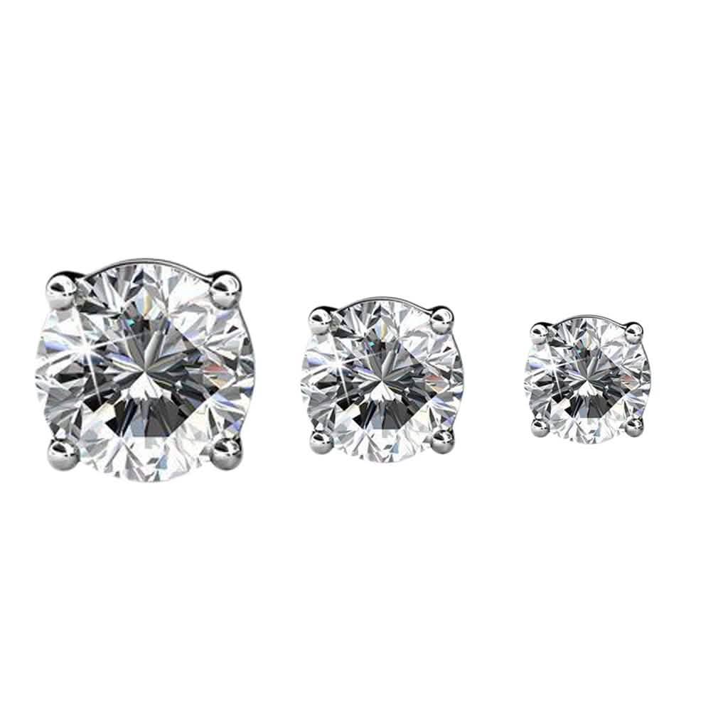 3-Pairs: Elements of Love Crystal Stud Earrings DailySale