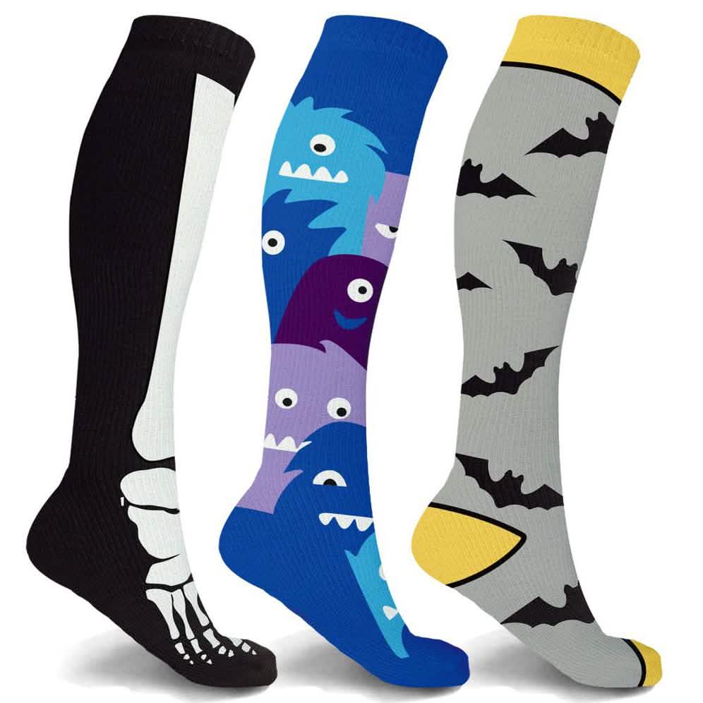 3-Pairs: Halloween Fun Knee High Compression Socks DailySale