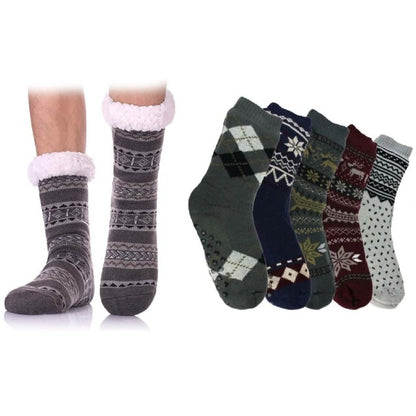 3-Pairs: Men's Assorted Soft Fluffy Sherpa Slipper Socks DailySale