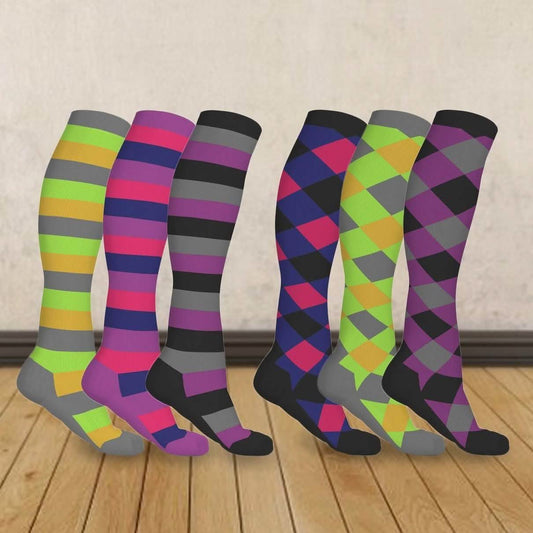 3-Pairs: Patterned Compression Socks - Assorted Styles and Sizes DailySale