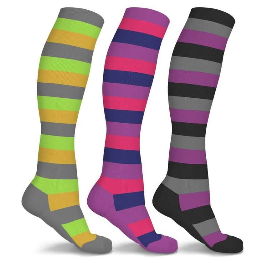 3-Pairs: Patterned Compression Socks - Assorted Styles and Sizes DailySale