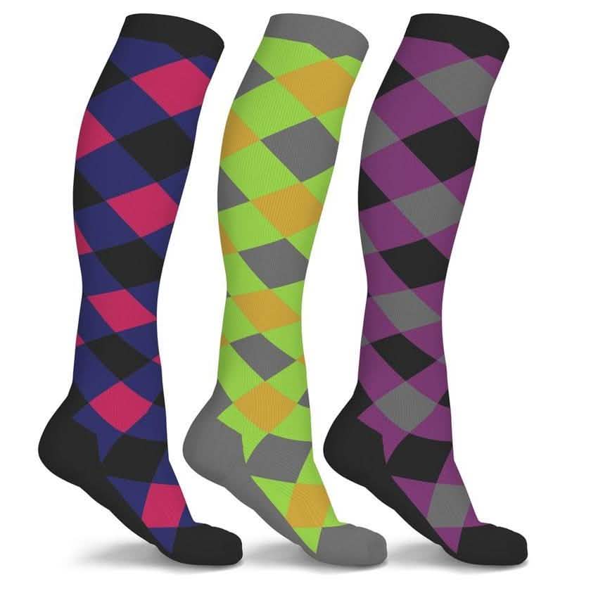 3-Pairs: Patterned Compression Socks - Assorted Styles and Sizes DailySale